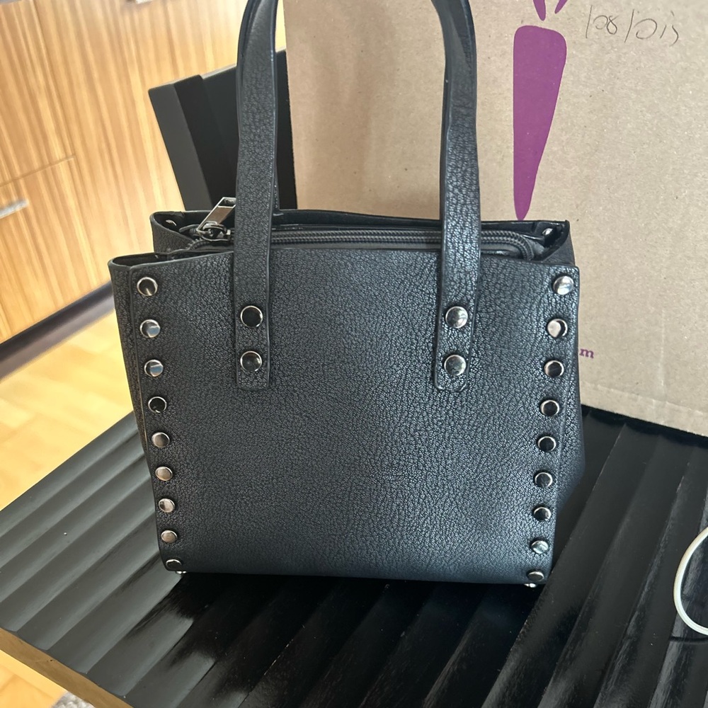 Mini Black Leather Studded Purse from Italy